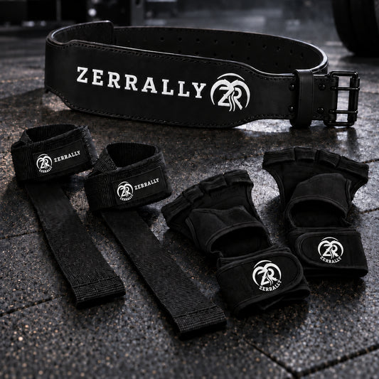 ZERRALLY Kit de Fuerza – Cinturón + Straps + Grip Pads